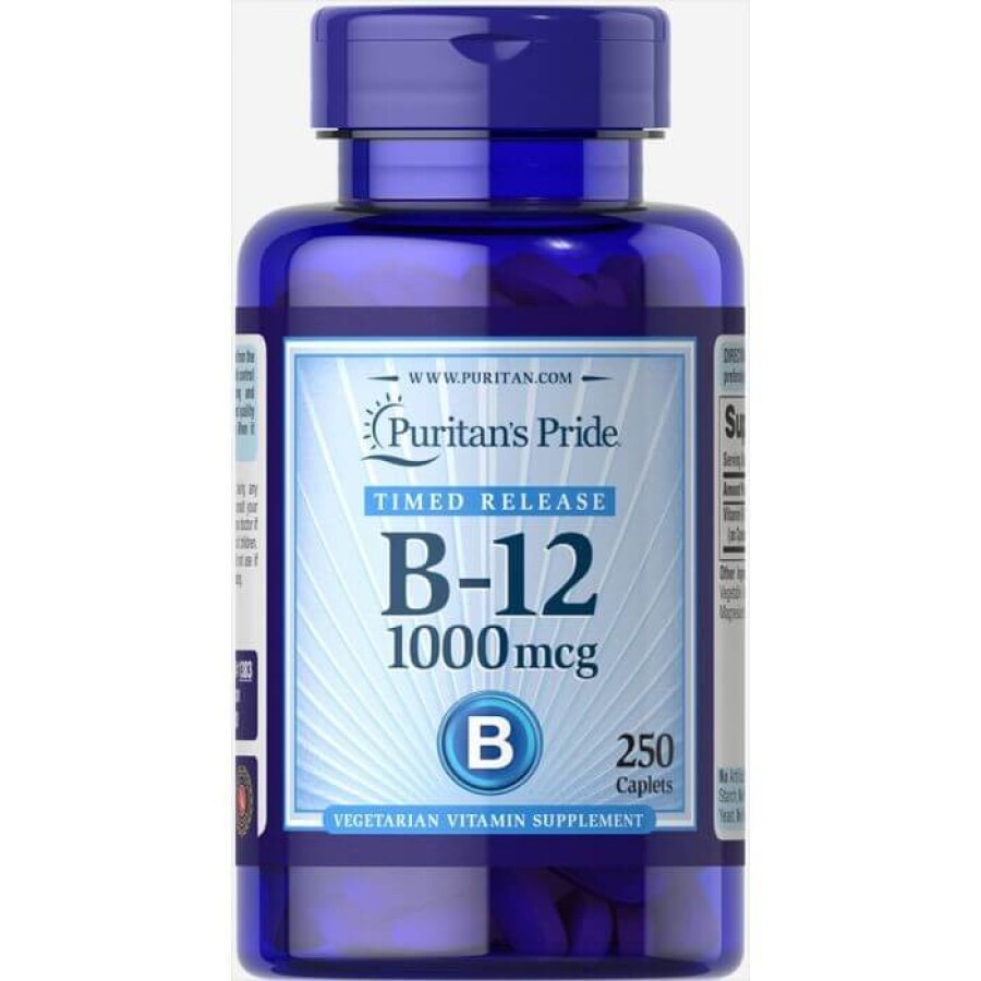 Витамин В-12, Vitamin B-12, Puritan's Pride, 1000 мкг, 250 капсул: цены и характеристики
