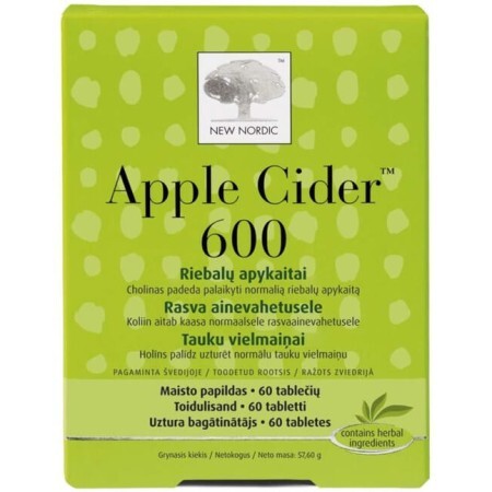 Засіб для покращення обміну речовин New Nordic Apple Cider 600 таблетки, №60 