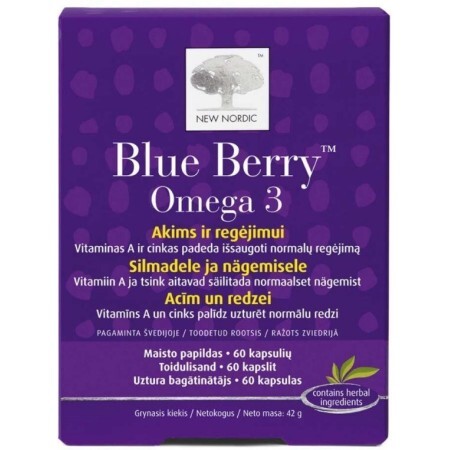 Комплекс New Nordic Blue Berry Omega 3 для покращення зору капсули, №60 