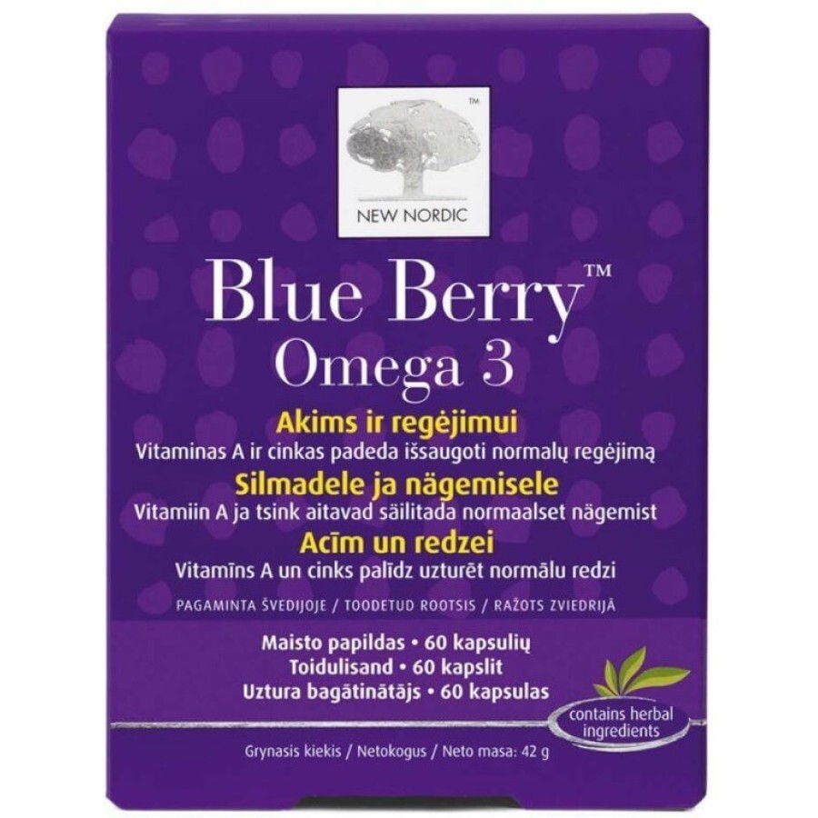 Комплекс New Nordic Blue Berry Omega 3 для покращення зору капсули, №60 : ціни та характеристики