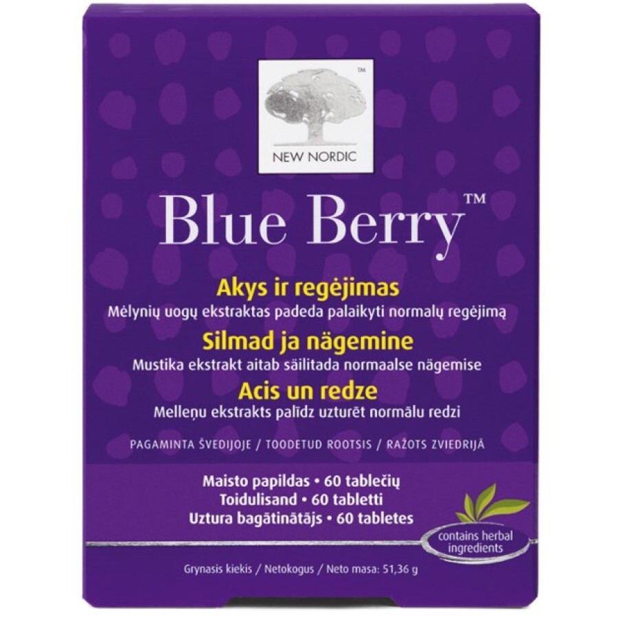 Комплекс New Nordic Blue Berry для улучшения зрения таблетки, №60: цены и характеристики