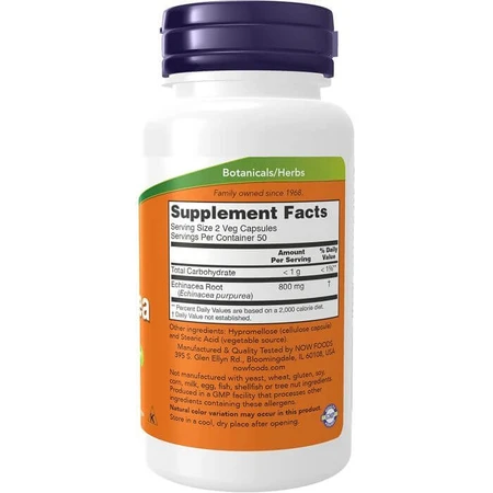 Ехінацея, Echinacea, Now Foods, 400 мг, 100 вегетаріанських капсул: ціни та характеристики