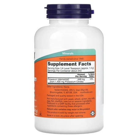 Калій цитрат, Potassium Citrate, Now Foods, чистий порошок, 340 г: ціни та характеристики