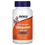 Убіхінол, Ubiquinol, Now Foods, екстра сила, 200 мг, 60 гелевих капсул