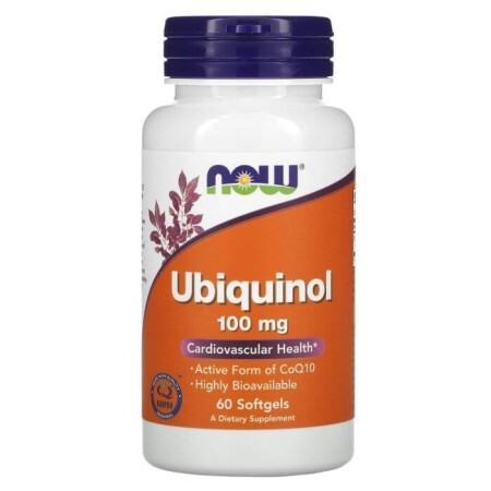 Убіхінол, Ubiquinol, Now Foods, 100 мг, 60 гелевих капсул