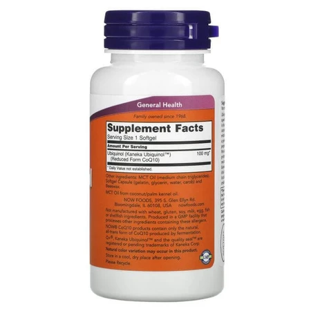 Убіхінол, Ubiquinol, Now Foods, 100 мг, 60 гелевих капсул: ціни та характеристики