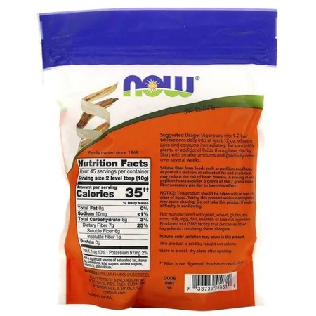 Подорожник, Whole Psyllium Husks, Now Foods, ціла лушпайка, 454 г: ціни та характеристики