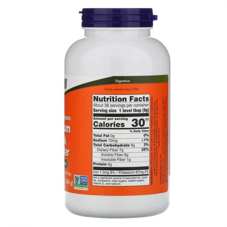 Подорожник органічний, Psyllium Husks, Now Foods, порошок, 340 г: ціни та характеристики