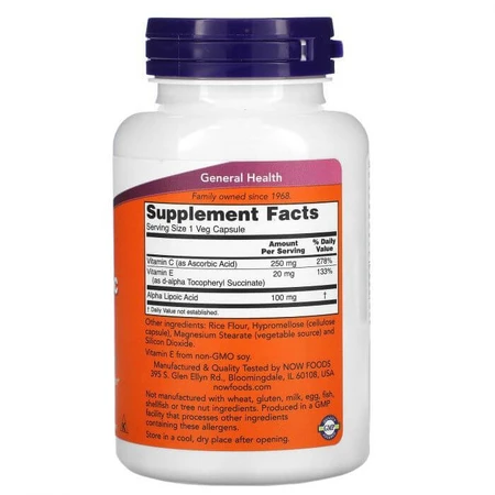Альфа-ліпоєва кислота, Alpha Lipoic Acid, Now Foods, 100 мг, 120 вегетаріанських капсул: ціни та характеристики