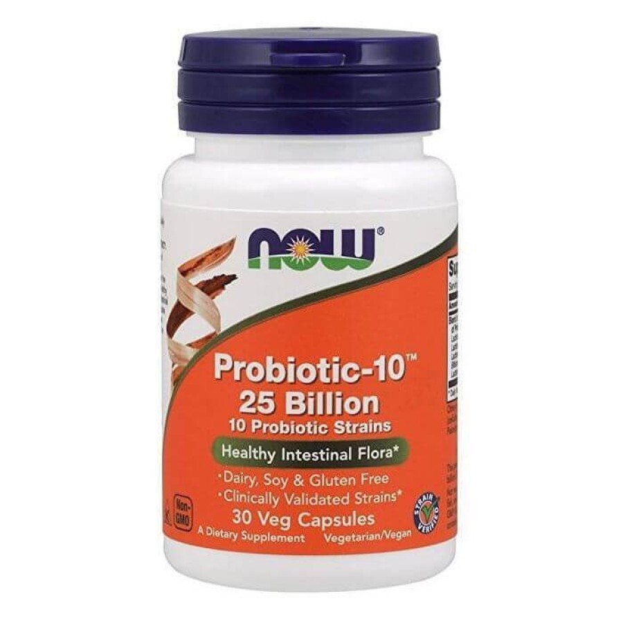 Пробіотик-10, Probiotic, Now Foods, 25 млрд КУО, 30 капсул: ціни та характеристики