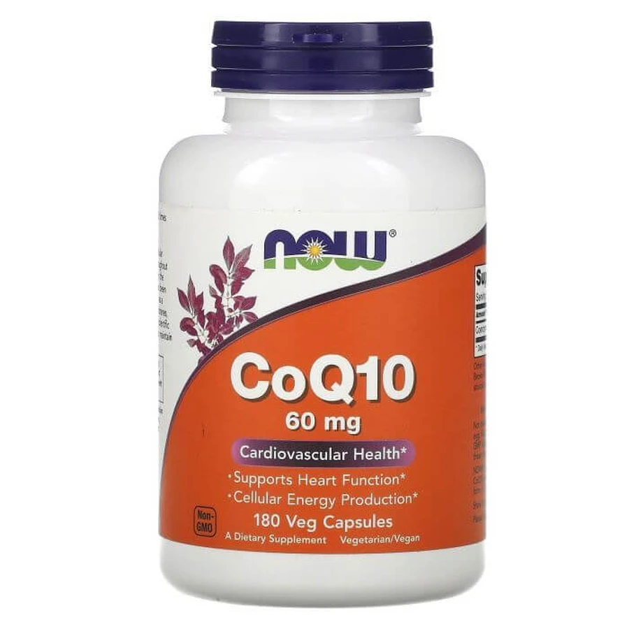 Коэнзим Q10, CoQ10, Now Foods, 60 мг, 180 вегетарианских капсул: цены и характеристики