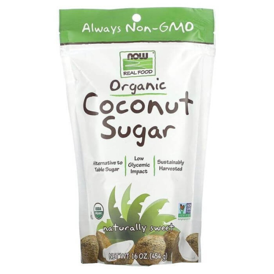 Кокосовий цукор, Coconut Sugar, Now Foods, Real Food, органік, 454 гр: ціни та характеристики