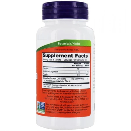 Хлорелла, Chlorella, Now Foods, 1000 мг, 60 таблеток: цены и характеристики