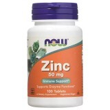 Цинк, Zinc, Now Foods, 50 мг, 100 таблетки