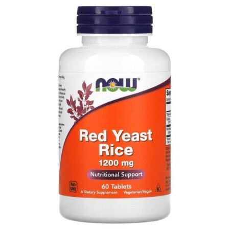 Красный дрожжевой рис, Red Yeast Rice, Now Foods, 1200 мг, 60 таблетки