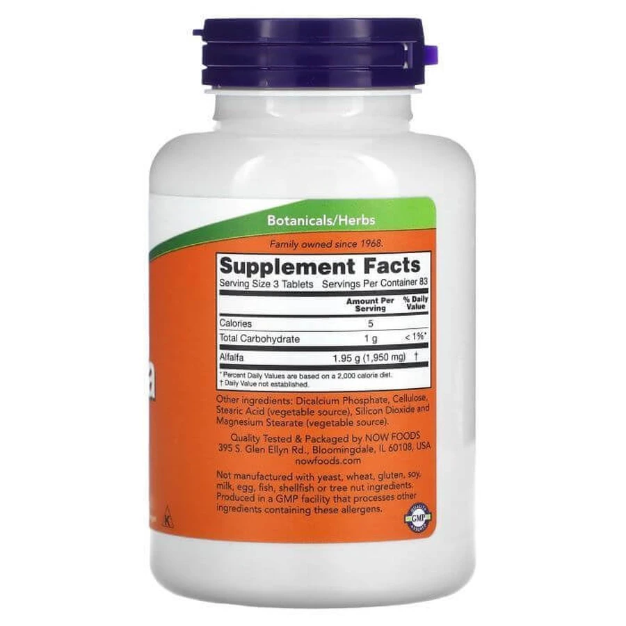 Люцерна, Alfalfa, Now Foods, 650 мг, 250 таблеток: ціни та характеристики