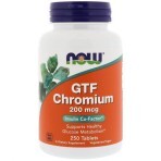 Хром, GTF Chromium, Now Foods, 200 мкг, 250 таблетки: цены и характеристики