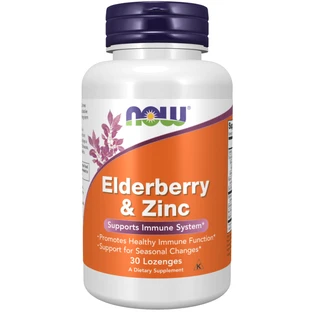 Черная бузина и цинк, Elderberry & Zinc, Now Foods, 30 леденцы