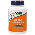 Ацетил карнітин, Acetyl-L Carnitine, Now Foods, 750 мг, 90 таблеток: ціни та характеристики
