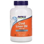 Риб'ячий жир з печінки тріски, Cod Liver Oil, Now Foods, 650 мг, 250 гелевих капсул: ціни та характеристики