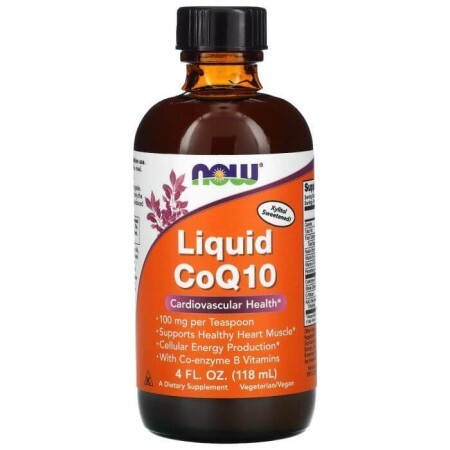 Коензим Q10, Liquid CoQ10, Now Foods, рідкий, 100 мг, 118 мл