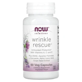 Антиоксиданты (против морщин), Wrinkle Rescue, Now Foods, Solutions, 60 вегетарианские капсулы