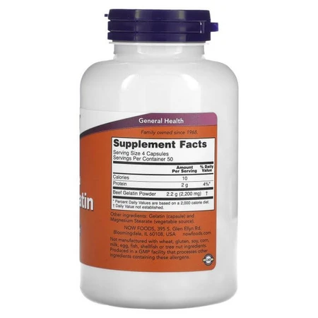 Гидролизат говяжьего желатина, Beef Gelatin, Now Foods, 550 мг, 200 капсулы: цены и характеристики