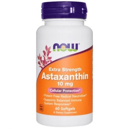 Астаксантин, Astaxanthin, Now Foods, 10 мг, 60 капсулы