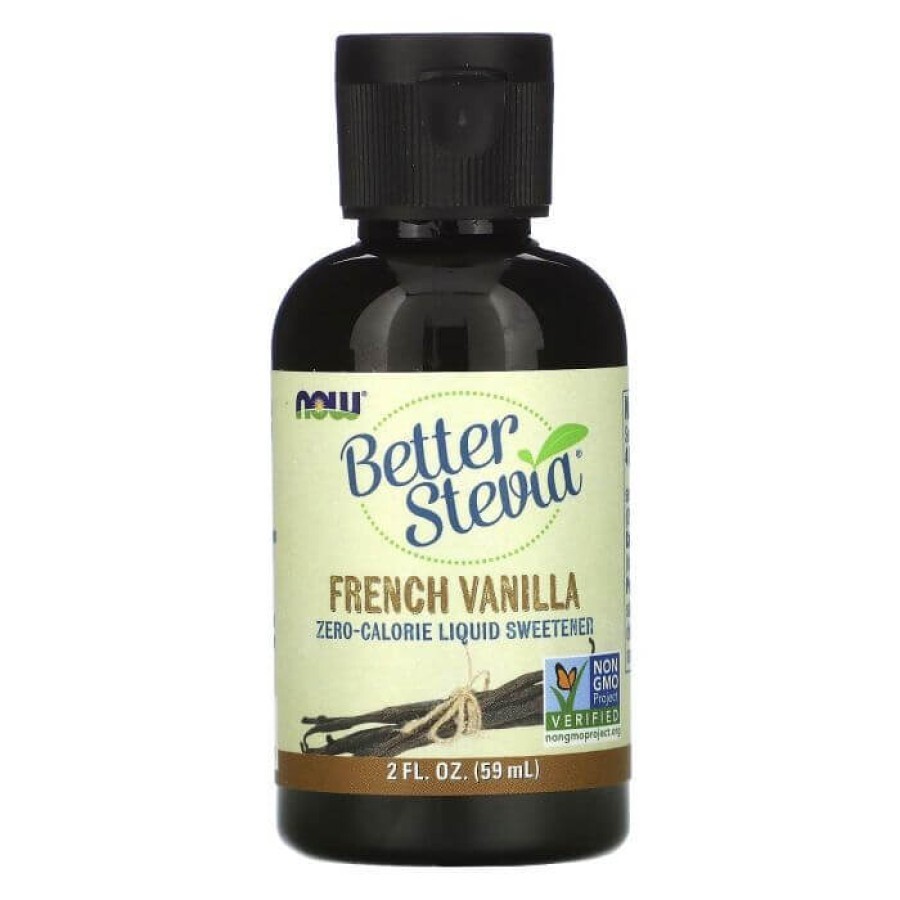 Стевія, Better Stevia, Now Foods, рідкий підсолоджувач з нульовою калорійністю, смак французької ванілі, 59 мл: ціни та характеристики