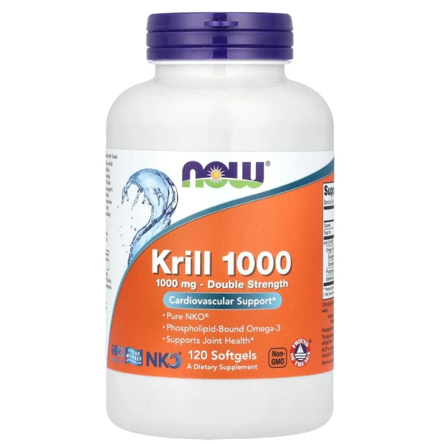 Масло криля Krill, Now Foods, подвійна сила, 1000 мг, 120 капсул: ціни та характеристики