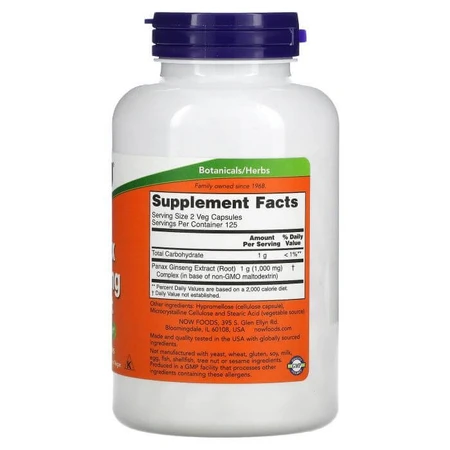Женьшень, Panax Ginseng, Now Foods, екстракт, 250 вегетаріанських капсул: ціни та характеристики