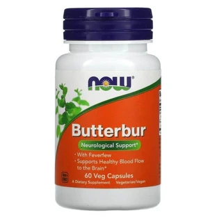 Белокопитник лекарственный, пиретрум, Butterbur, Now Foods, 60 вегетарианских капсул