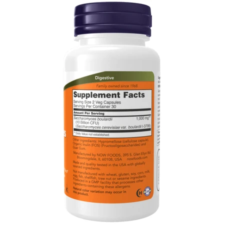 Сахаромицеты Буларди, Saccharomyces Boulardii, Now Foods, 5 млрд. КОЕ, 60 вегетарианских капсул: цены и характеристики