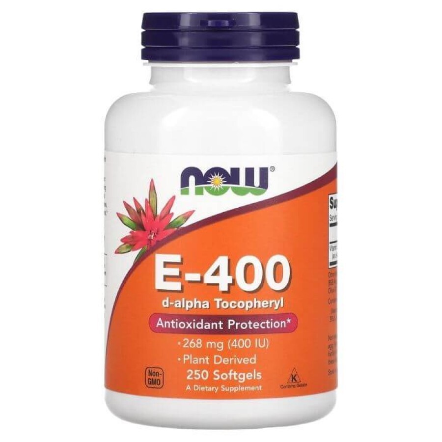 Витамин Е, E-400, Now Foods, 268 мг (400 МЕ), 250 гелевых капсул: цены и характеристики