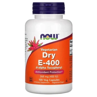 Вітамін Е сухий, Vegetarian Dry E-400, Now Foods, 268 мг (400 МО), 100 вегетаріанських капсул
