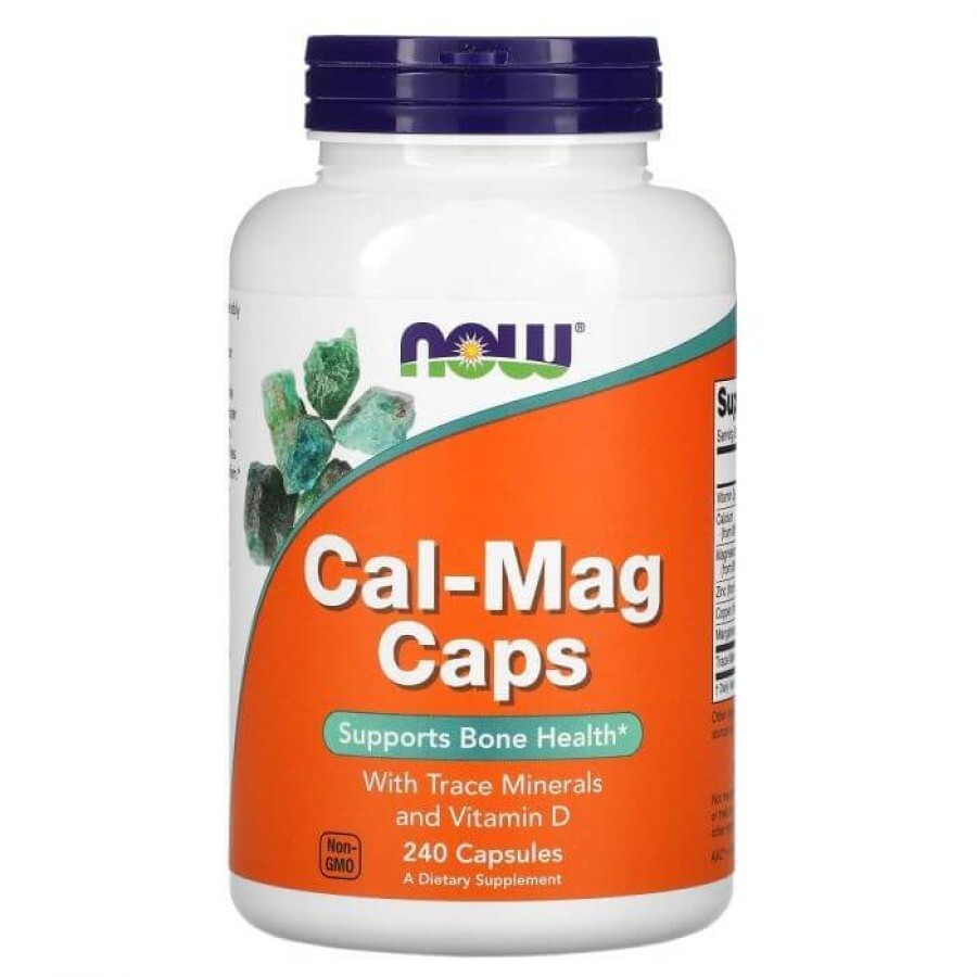 Кальций и магний, Cal-Mag Caps, Now Foods, с микроэлементами и витамином D, 240 капсул: цены и характеристики