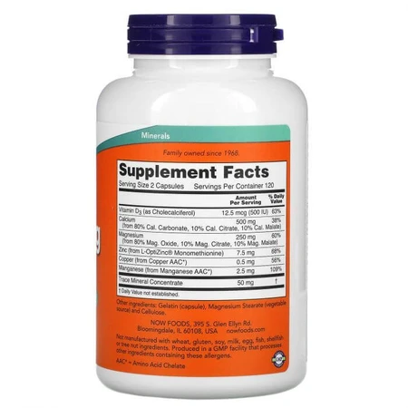 Кальцій та магній, Cal-Mag Caps, Now Foods, з мікроелементами та вітаміном D, 240 капсул: ціни та характеристики