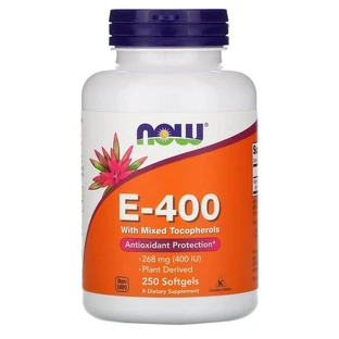 Витамин Е со смешанными токоферолами, E-400, Now Foods, 268 мг (400 МЕ), 250 гелевых капсул
