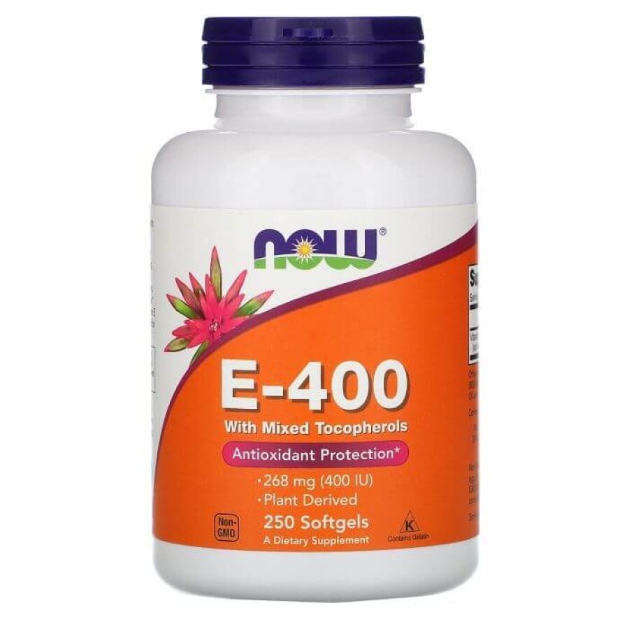 Витамин Е со смешанными токоферолами, E-400, Now Foods, 268 мг (400 МЕ), 250 гелевых капсул: цены и характеристики