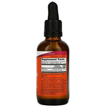 Вітамін Д3, Liquid Vitamin D-3, Now Foods, рідкий, 10 мкг (400 МО), 59 мл: ціни та характеристики