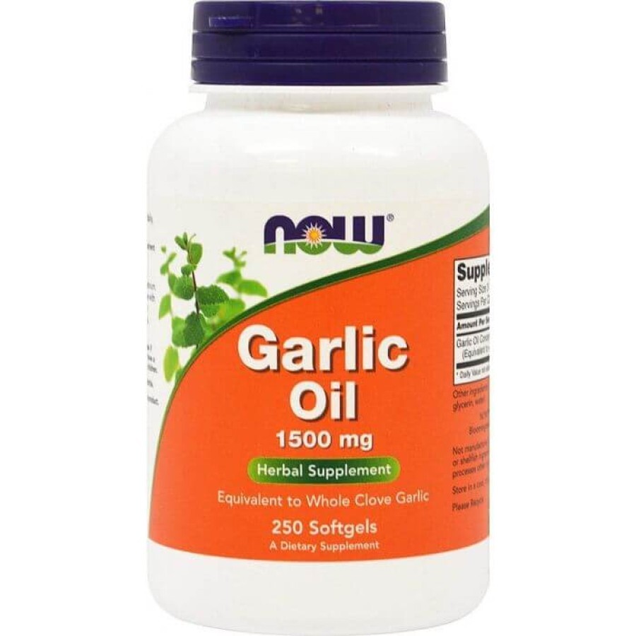Часникова олія, Garlic Oil, Now Food, 1500 мг, 250 гелевих капсул: ціни та характеристики