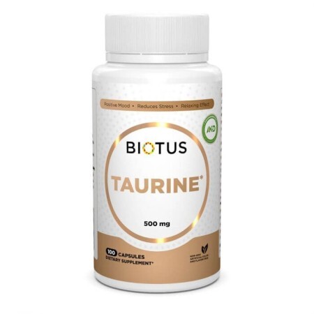 Таурин, Taurine, Biotus, 500 мг, 100 капсул