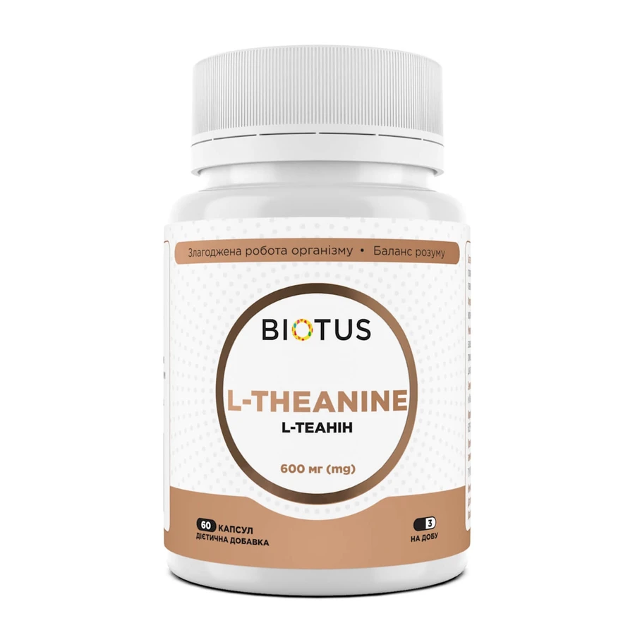 L-теанін, L-Theanine, Biotus, 600 мг, 60 капсул: ціни та характеристики