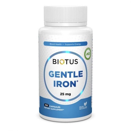 Залізо, Gentle Iron, Biotus, 25 мг, 100 капсул