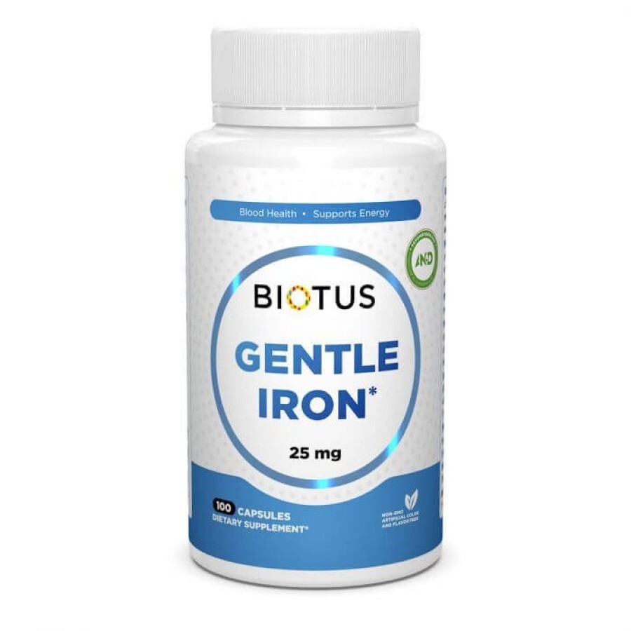 Железо, Gentle Iron, Biotus, 25 мг, 100 капсул: цены и характеристики
