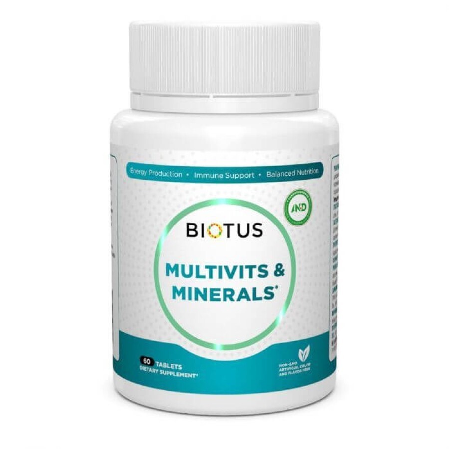 Мультивітаміни та мінерали, Multivits & Minerals, Biotus, 60 таблеток: ціни та характеристики