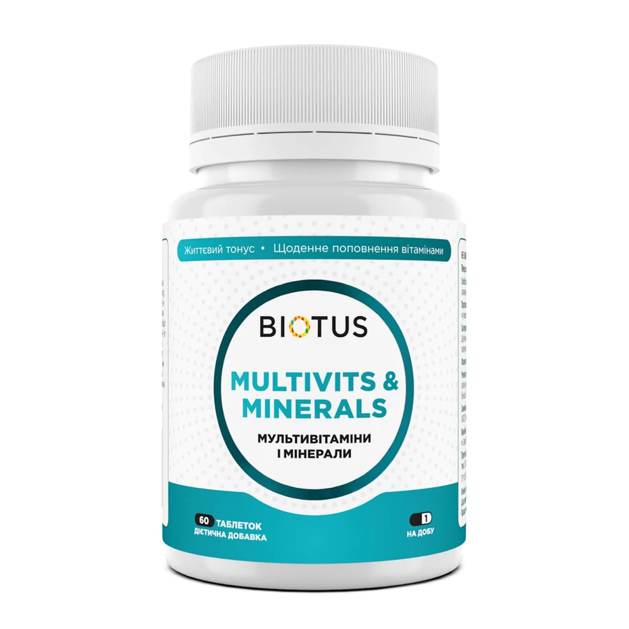 Мультивітаміни та мінерали, Multivits & Minerals, Biotus, 60 таблеток: ціни та характеристики