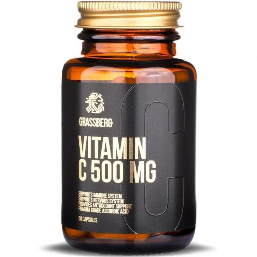 Витамин С, Vitamin C, Grassberg, 500 мг, 60 капсул: цены и характеристики
