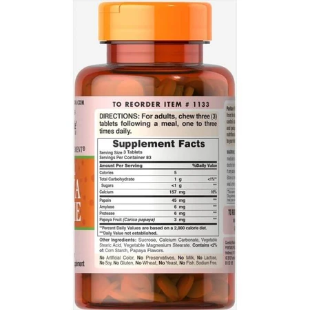 Травні ферменти папаїн, Papaya Enzyme, Puritan's Pride, ягоди, 250 жувальних таблеток: ціни та характеристики