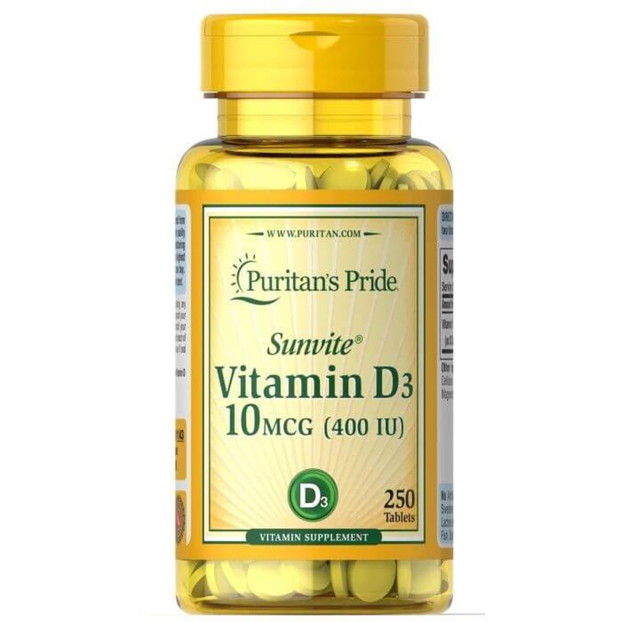 Вітамін Д3, Vitamin D3, Puritan's Pride, 400 МО, 250 таблеток: ціни та характеристики